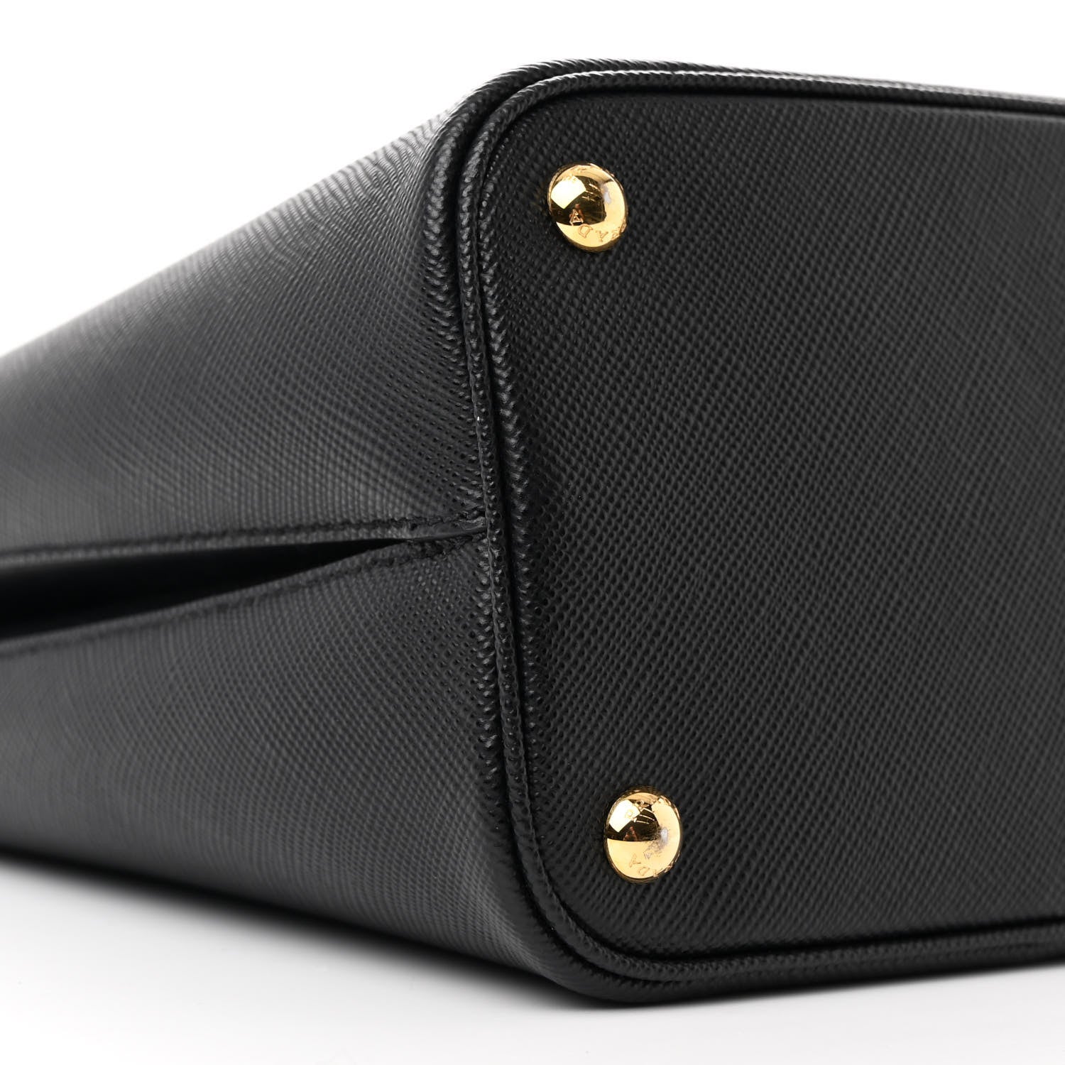 Prada Saffiano Cuir Medium Panier Bucket Bag Black Fuoco 10 of 11