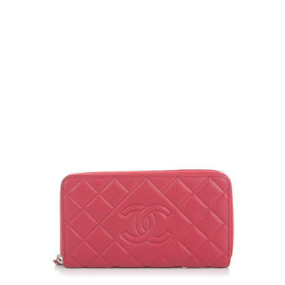 Chanel Caviar Quilted Diamond CC Zip Around Wallet Dark Fuchsia 1 of 8