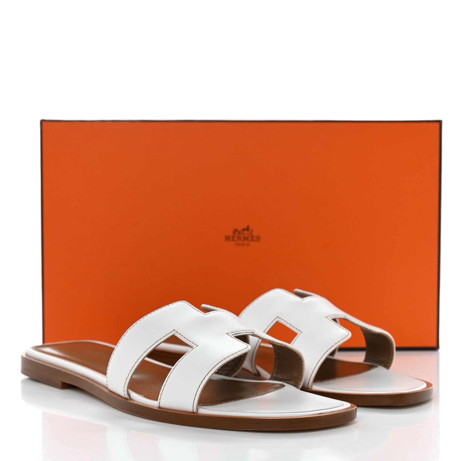 Hermes Box Calfskin Oran Sandals 36 White 9 of 9