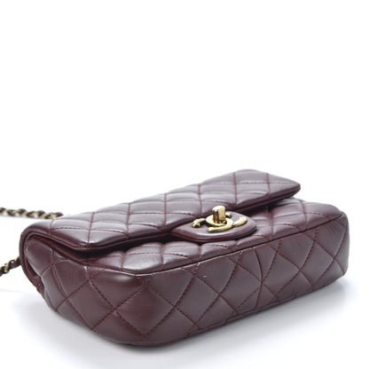 Chanel Lambskin Quilted Meat Packaged Mini Rectangular Flap Burgundy 3 of 9