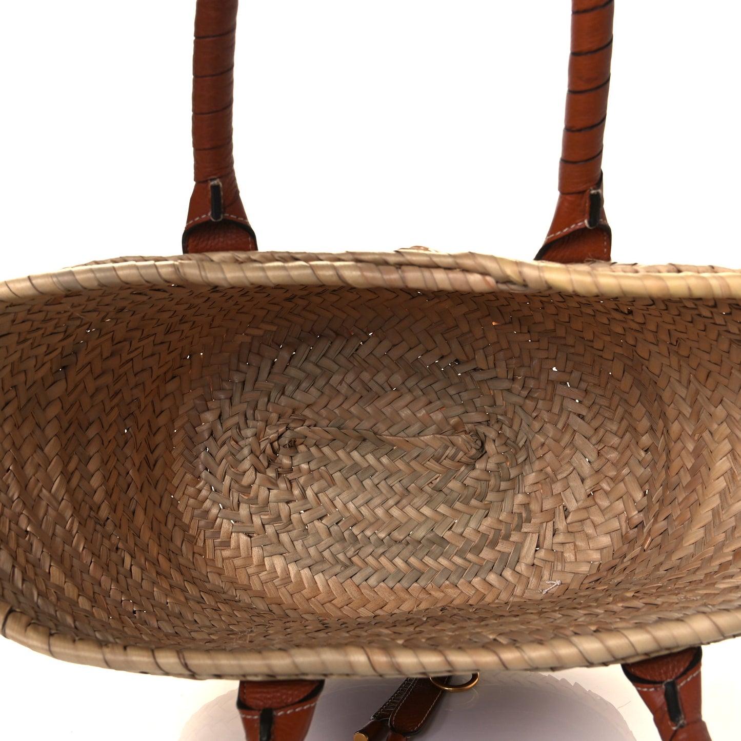 Raffia Small Grain Calfskin Medium Marcie Basket Tan