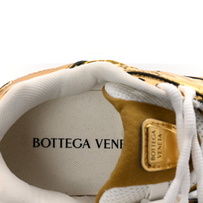 Bottega Veneta Calfskin Fishnet Fabric Orbit Sneakers 39 Gold White 8 of 10