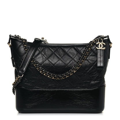 Chanel Aged Calfskin Quilted Medium Gabrielle Hobo Black 1 of 13