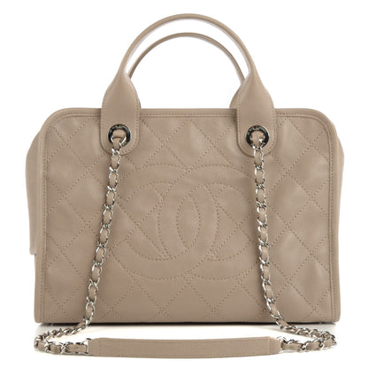 Chanel Caviar Quilted Deauville Bowling Bag Beige 1 of 7