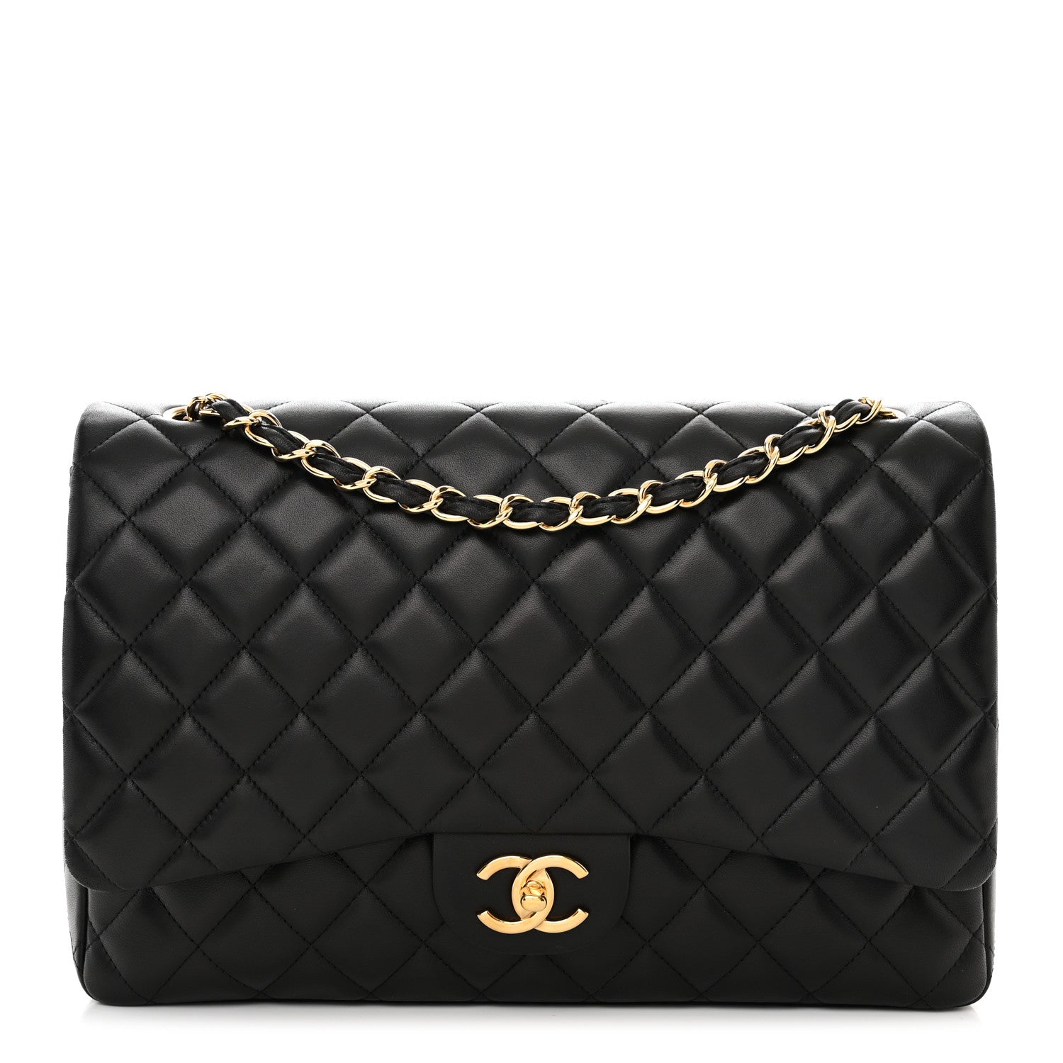 Chanel Lambskin Quilted Maxi Double Flap Black 1 of 11