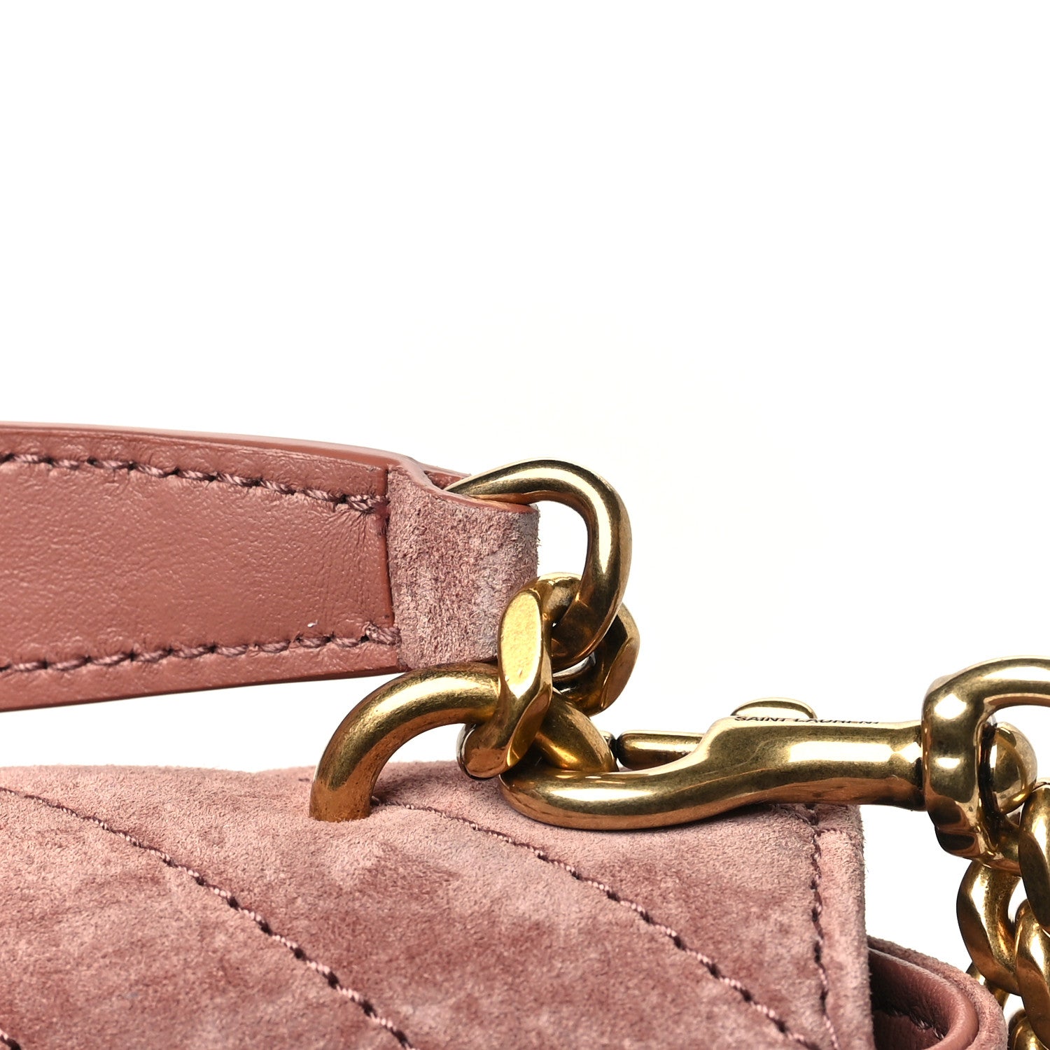 Saint Laurent Suede Matelasse Chevron Monogram Mini College Bag Barely Pink 11 of 12