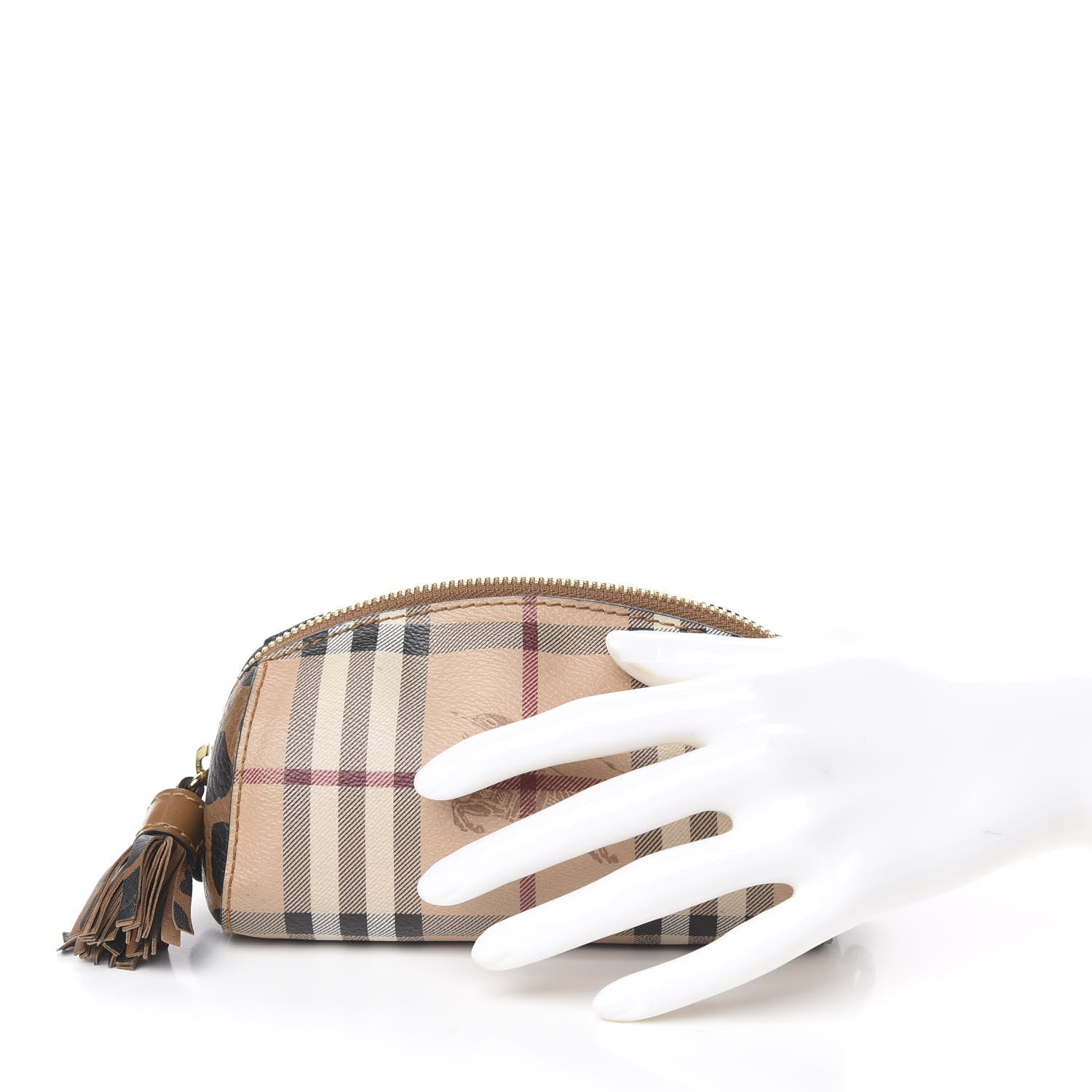 Burberry Haymarket Check Small Evelyn Cosmetic Pouch Natural 2 of 12