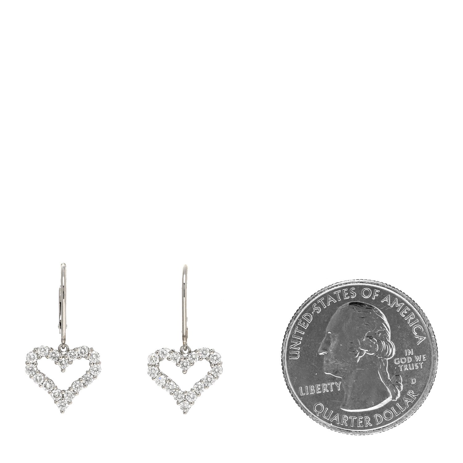 Tiffany Platinum Diamond Heart Drop Earrings 2 of 6