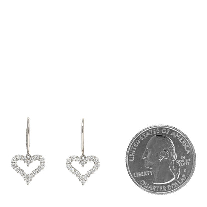 Tiffany Platinum Diamond Heart Drop Earrings 2 of 6