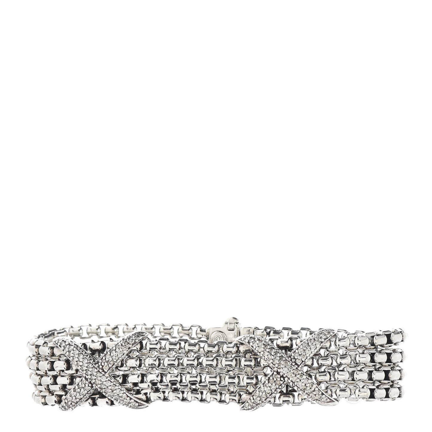 Sterling Silver Diamond Double X Four Strand Bracelet