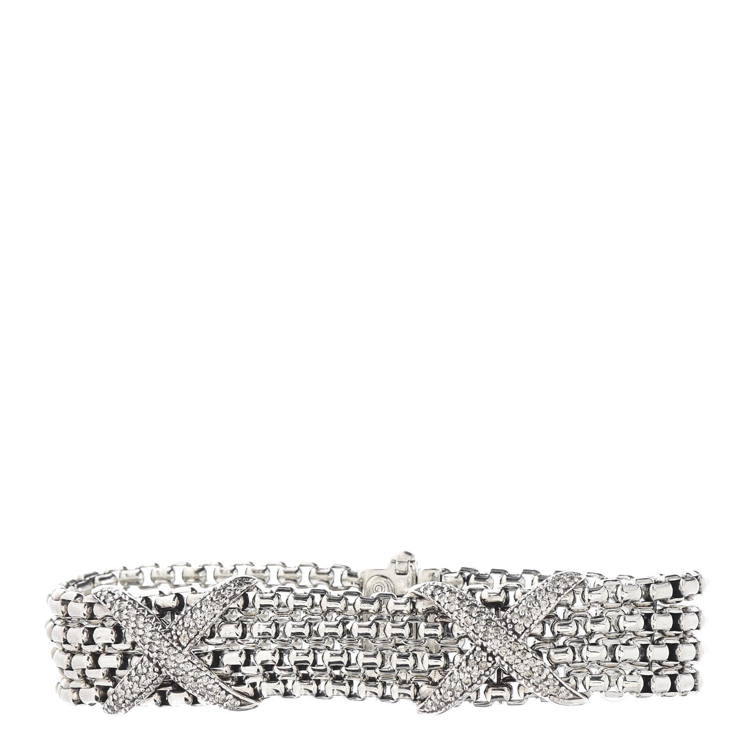 David Yurman Sterling Silver Diamond Double X Four Strand Bracelet 1 of 4