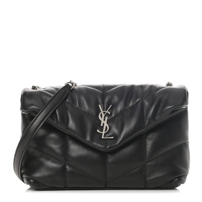Saint Laurent Lambskin Quilted Toy Loulou Puffer Monogram Chain Satchel Black 1 of 11