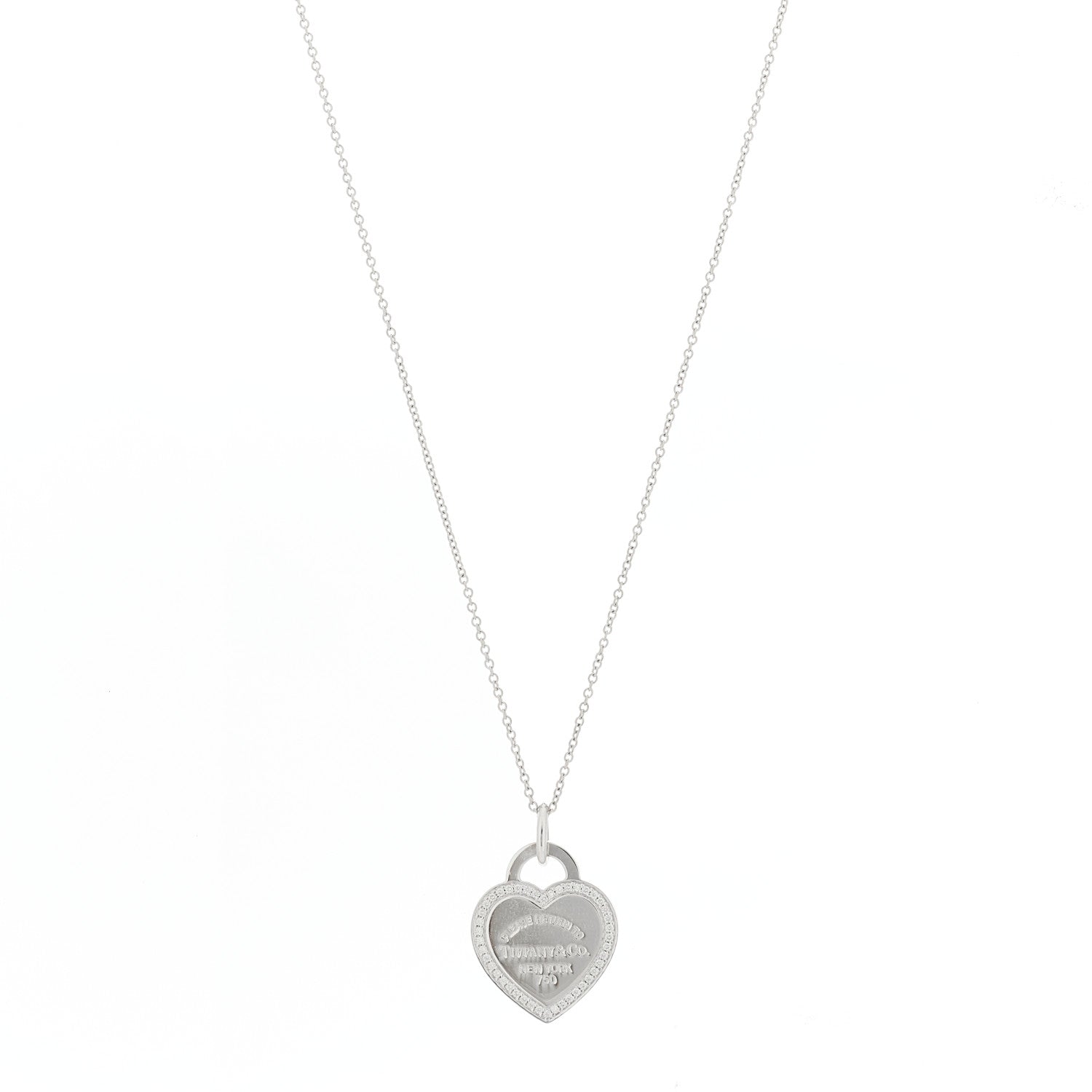 Tiffany 18K White Gold Diamond Return To Tiffany Heart Tag Pendant Necklace 1 of 7