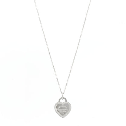 Tiffany 18K White Gold Diamond Return To Tiffany Heart Tag Pendant Necklace 1 of 7