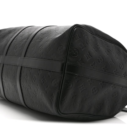 Louis Vuitton Calfskin Shadow Monogram Keepall Bandouliere 50 Black 8 of 8