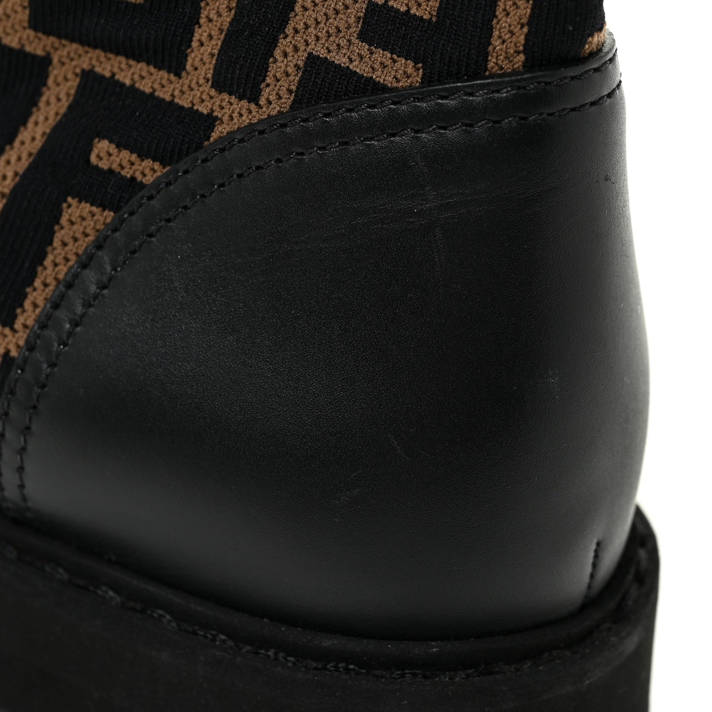 Calfskin Stretch Fabric FF Rockoko Biker Boots 39 Black Tobacco