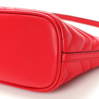 Gucci Calfskin Matelasse Chevron GG Marmont Sling Shoulder Bag Rosso 10 of 10