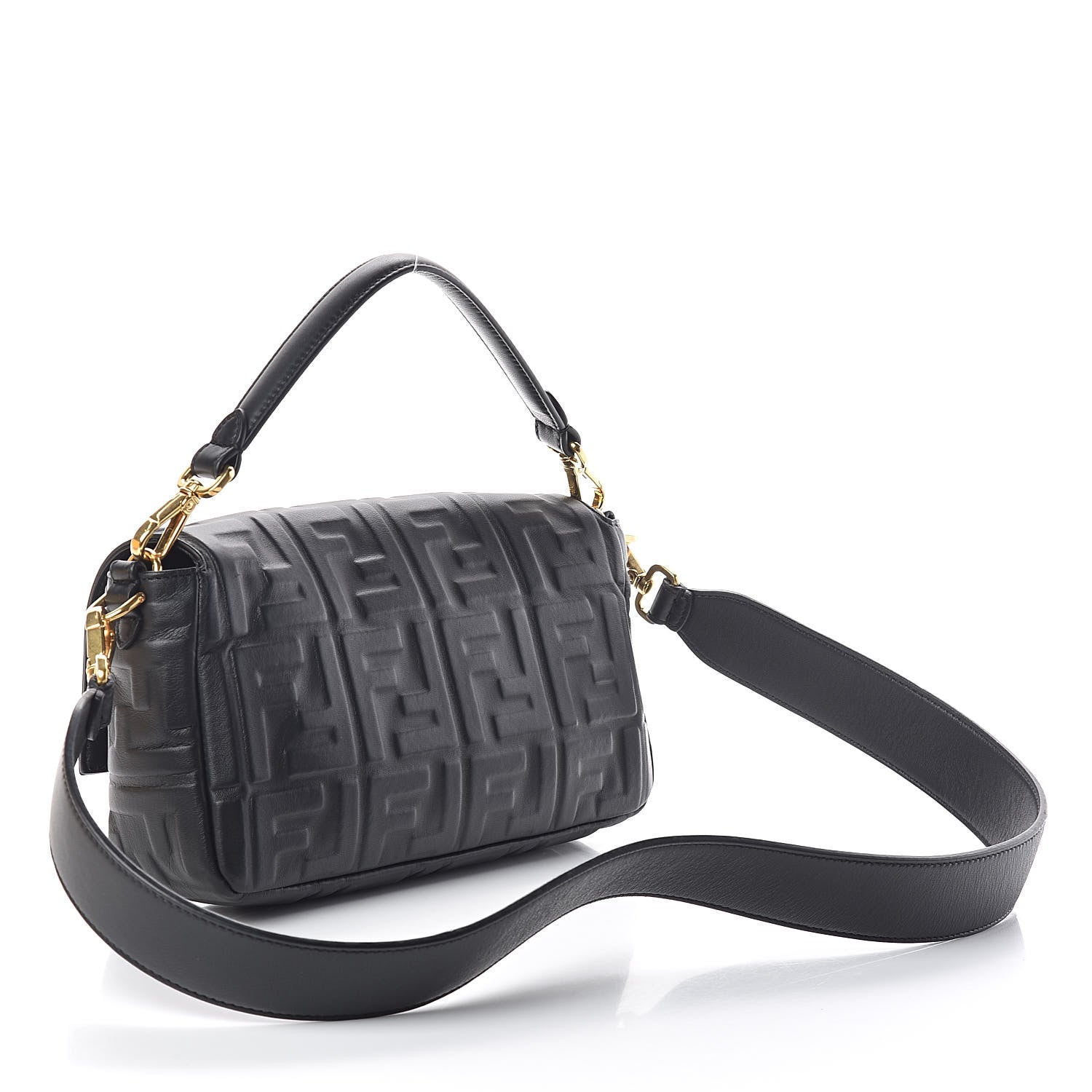 Fendi Nappa FF 1974 Embossed Baguette Black 3 of 10