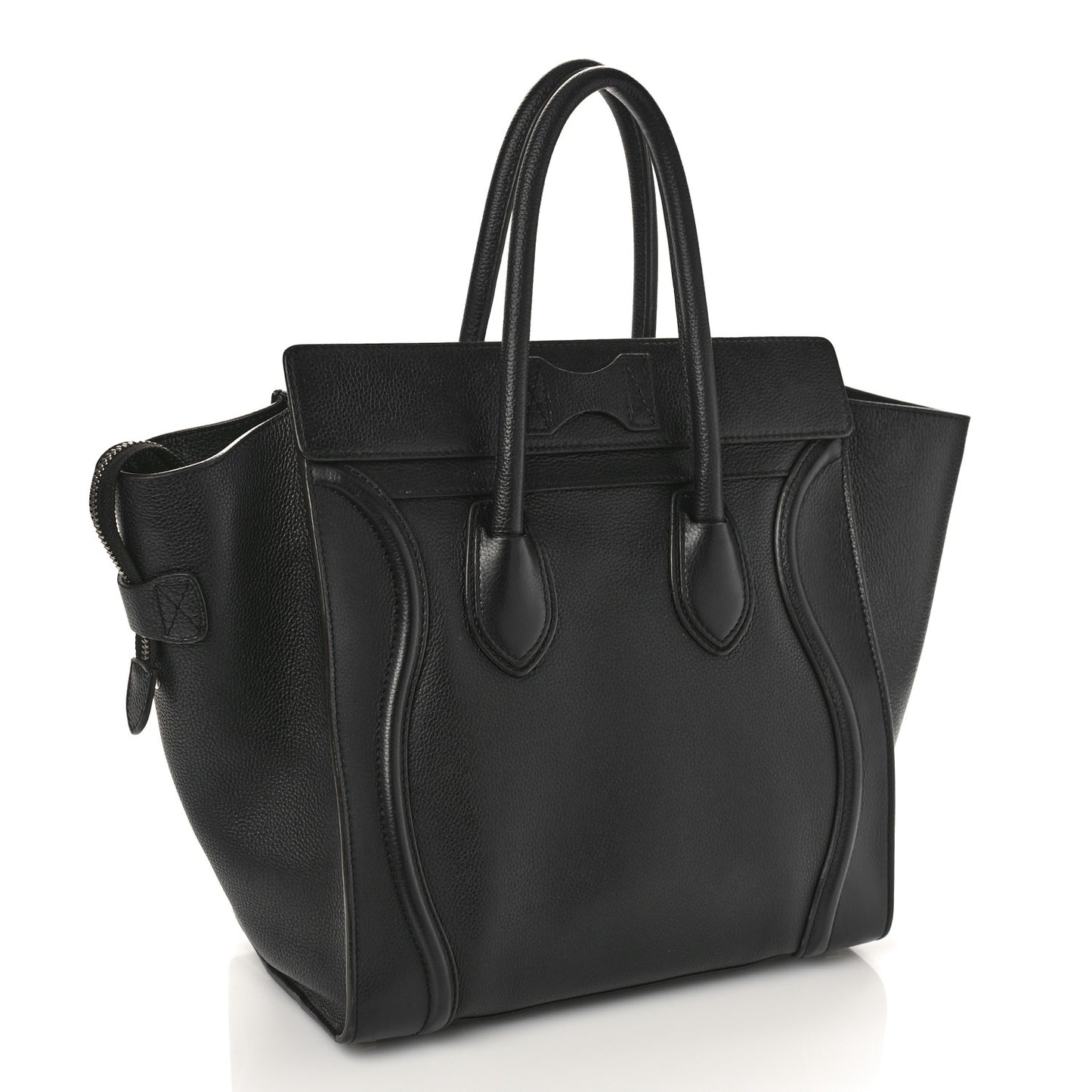 Drummed Calfskin Mini Luggage Black