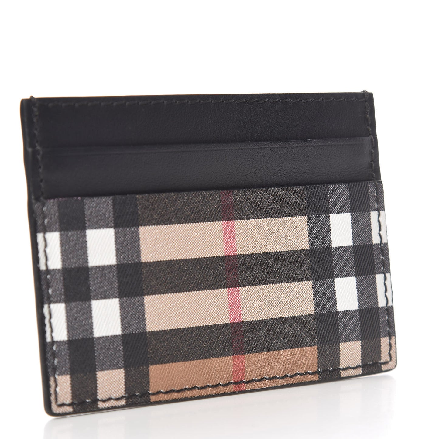Vintage Check Calfskin Card Case Black