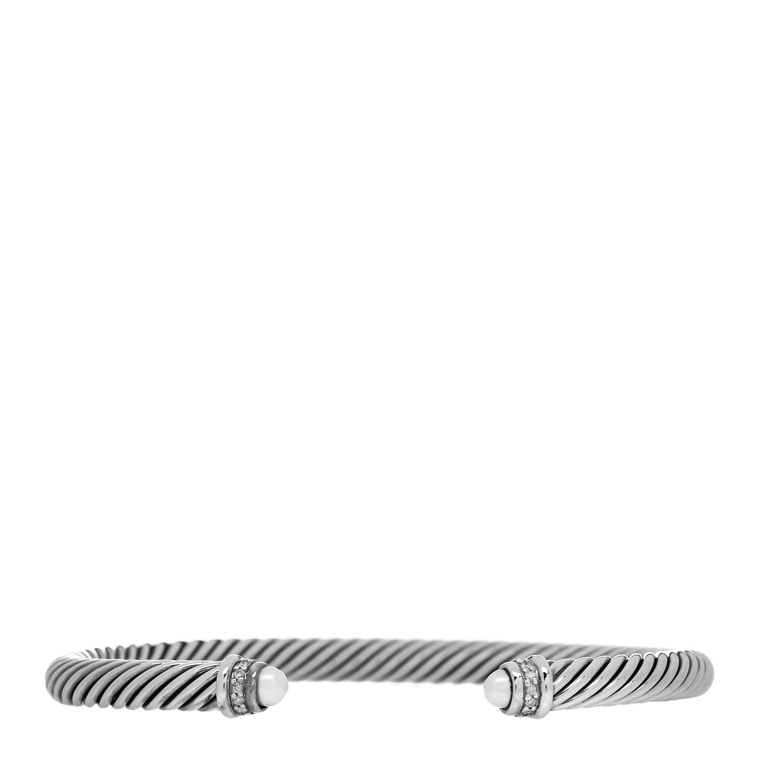 David Yurman Sterling Silver Diamond Pearl 5mm Cable Classics Bracelet 1 of 3