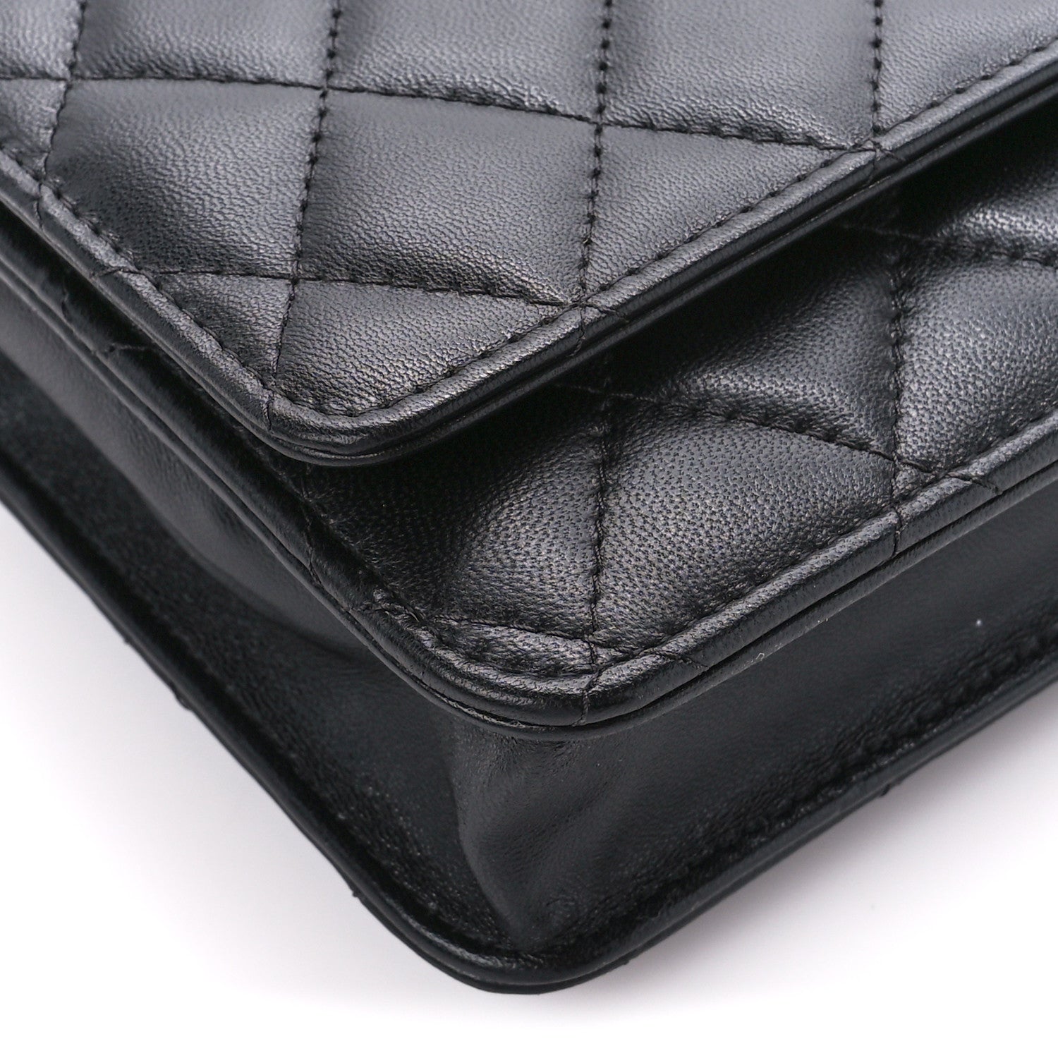 Chanel Lambskin Quilted Wallet On Chain WOC Black 10 of 11