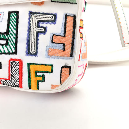 Fendi Nylon FF Multicolor Embroidered Baguette Multicolor White 11 of 16