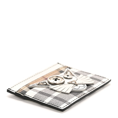 Burberry Calfskin Haymarket Check Cat Applique Card Case Black White 4 of 10