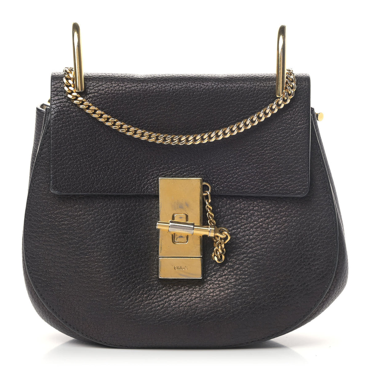 Grained Lambskin Mini Drew Shoulder Bag Black