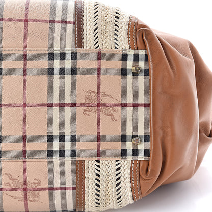 Burberry Haymarket Check Medium Rope Satchel Saddle Brown 16 of 16