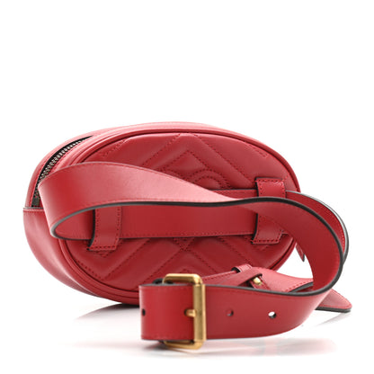 Gucci Calfskin Matelasse GG Marmont Belt Bag 85 34 Hibiscus Red 3 of 12