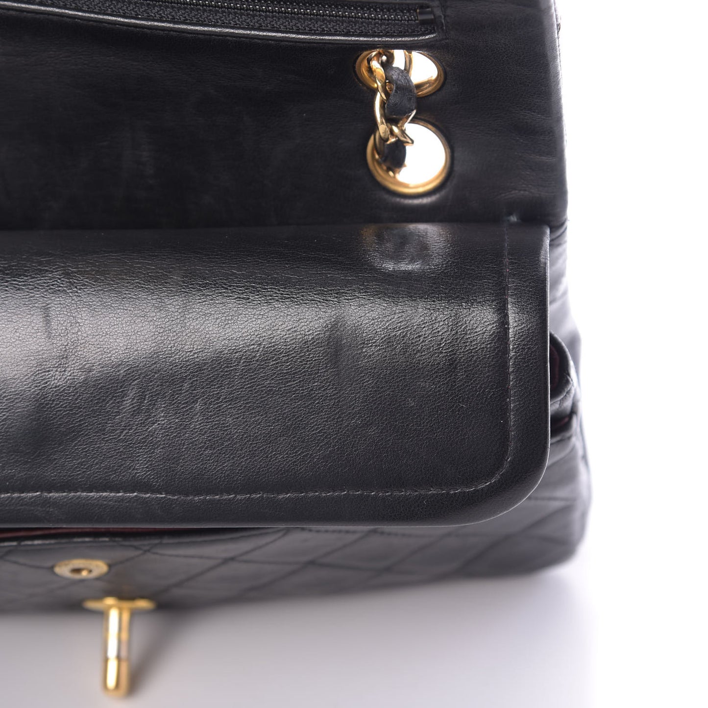 Lambskin Quilted Small Double Flap Black