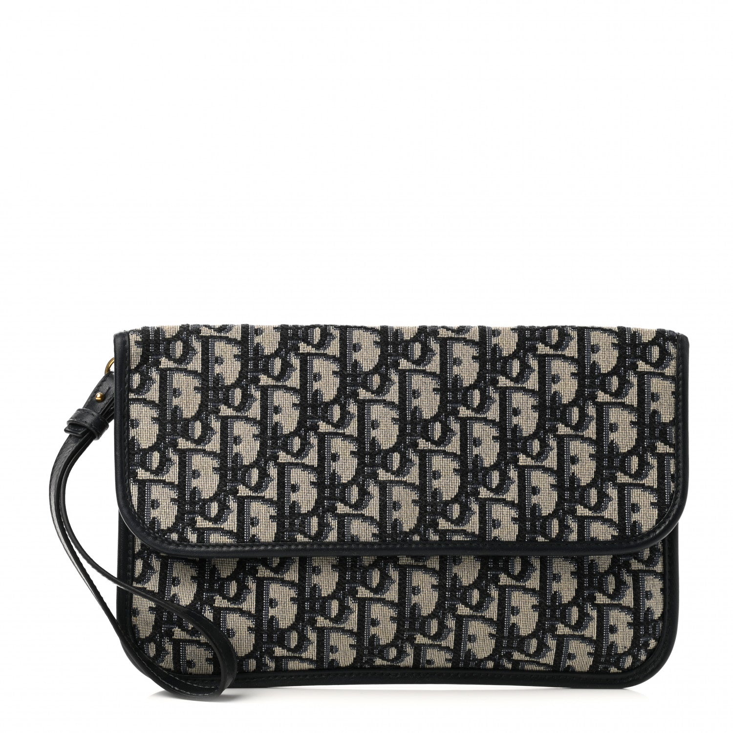 Christian Dior Oblique Flap Pouch Clutch Blue 1 of 8