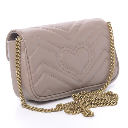 Gucci Calfskin Matelasse Super Mini GG Marmont Shoulder Bag Porcelain Rose 2 of 10