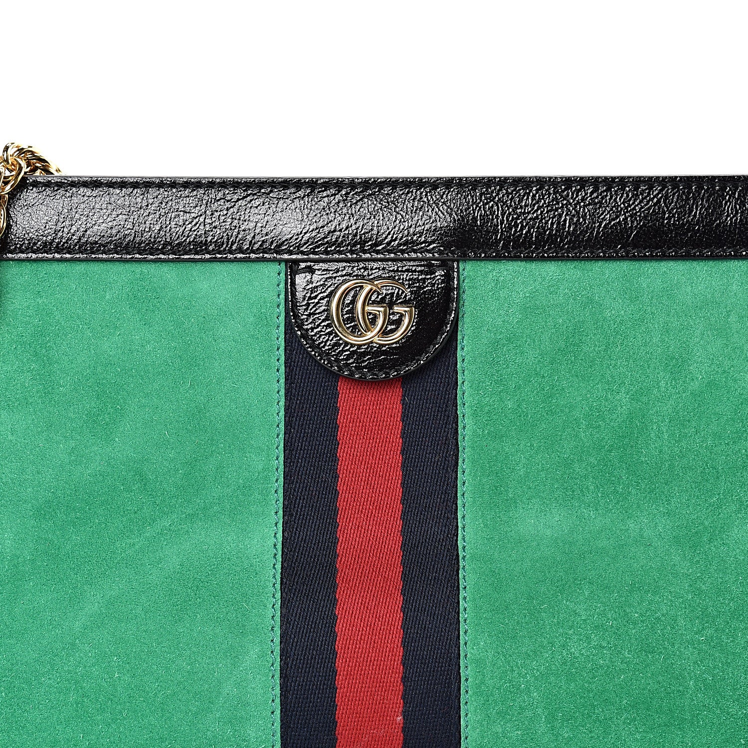 Gucci Suede Patent Web Medium Ophidia Chain Shoulder Bag New Shamarock Black 7 of 15