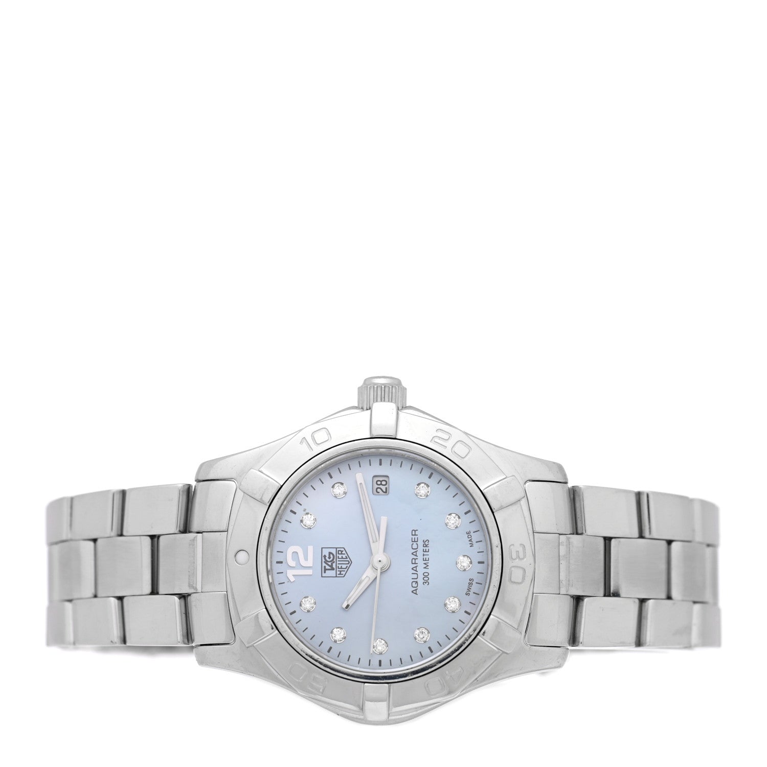 Tag Heuer Stainless Steel Diamond Blue Mother of Pearl 27mm Aquaracer Lady Quartz Watch WAF1419 2 of 4