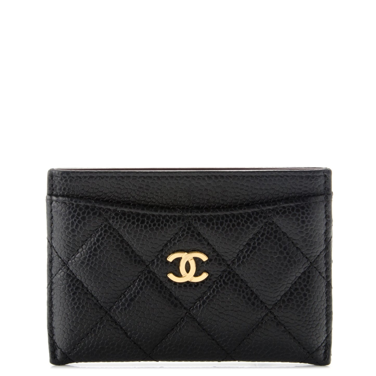 Caviar Quilted Card Holder Black