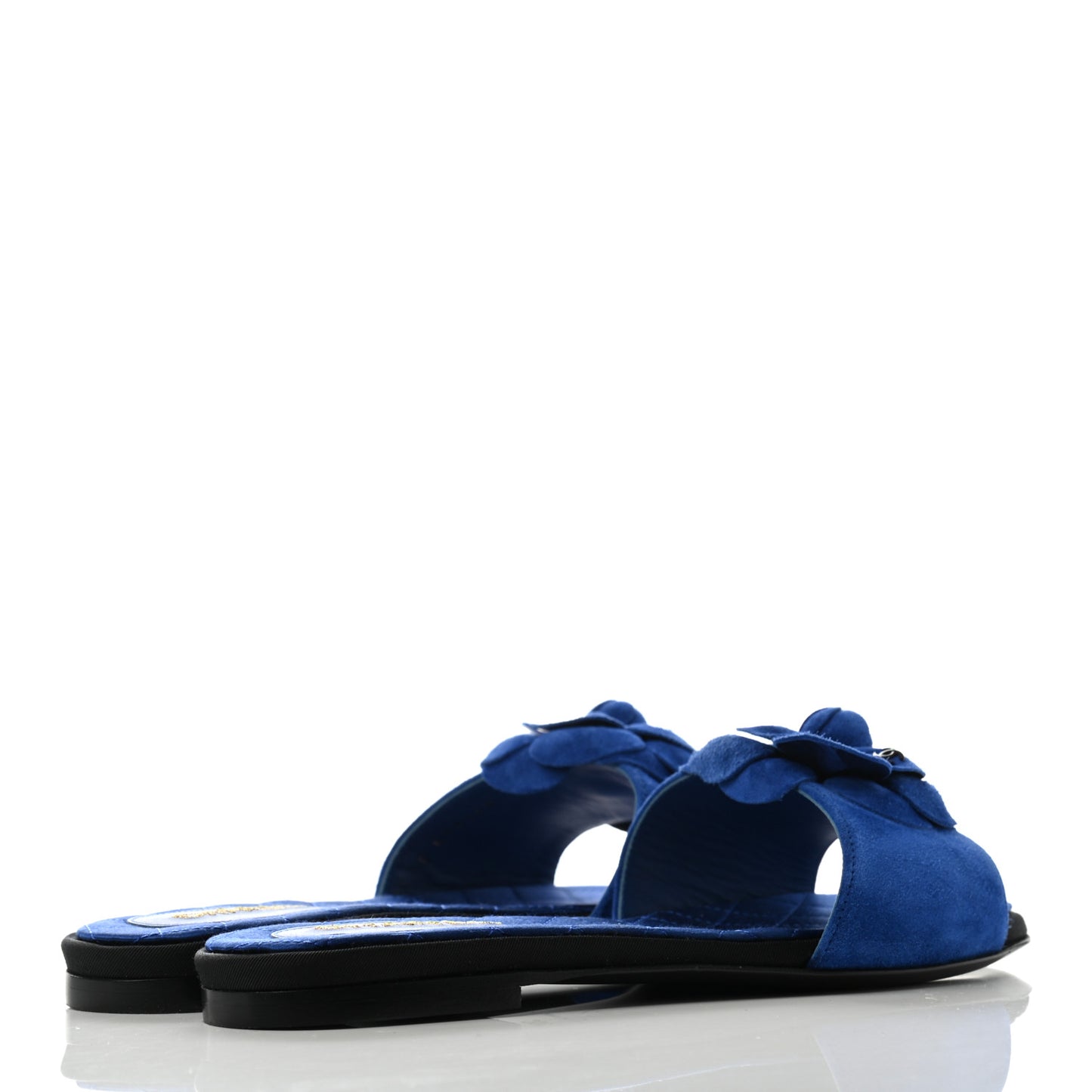 Suede Camellia Sandal Mule 36 Blue