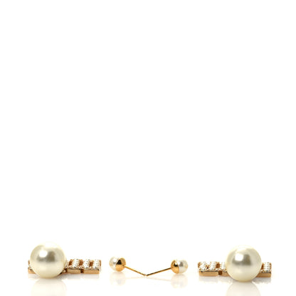 Christian Dior Metal Pearl Tribal Drop Earrings Gold 3 of 5