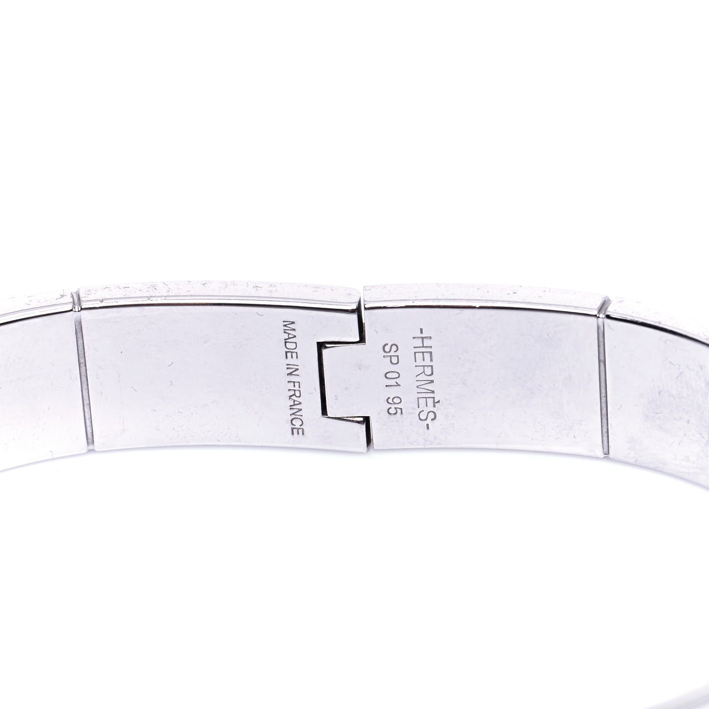 Crocodile Charniere Cuir Narrow Hinged Bracelet Black