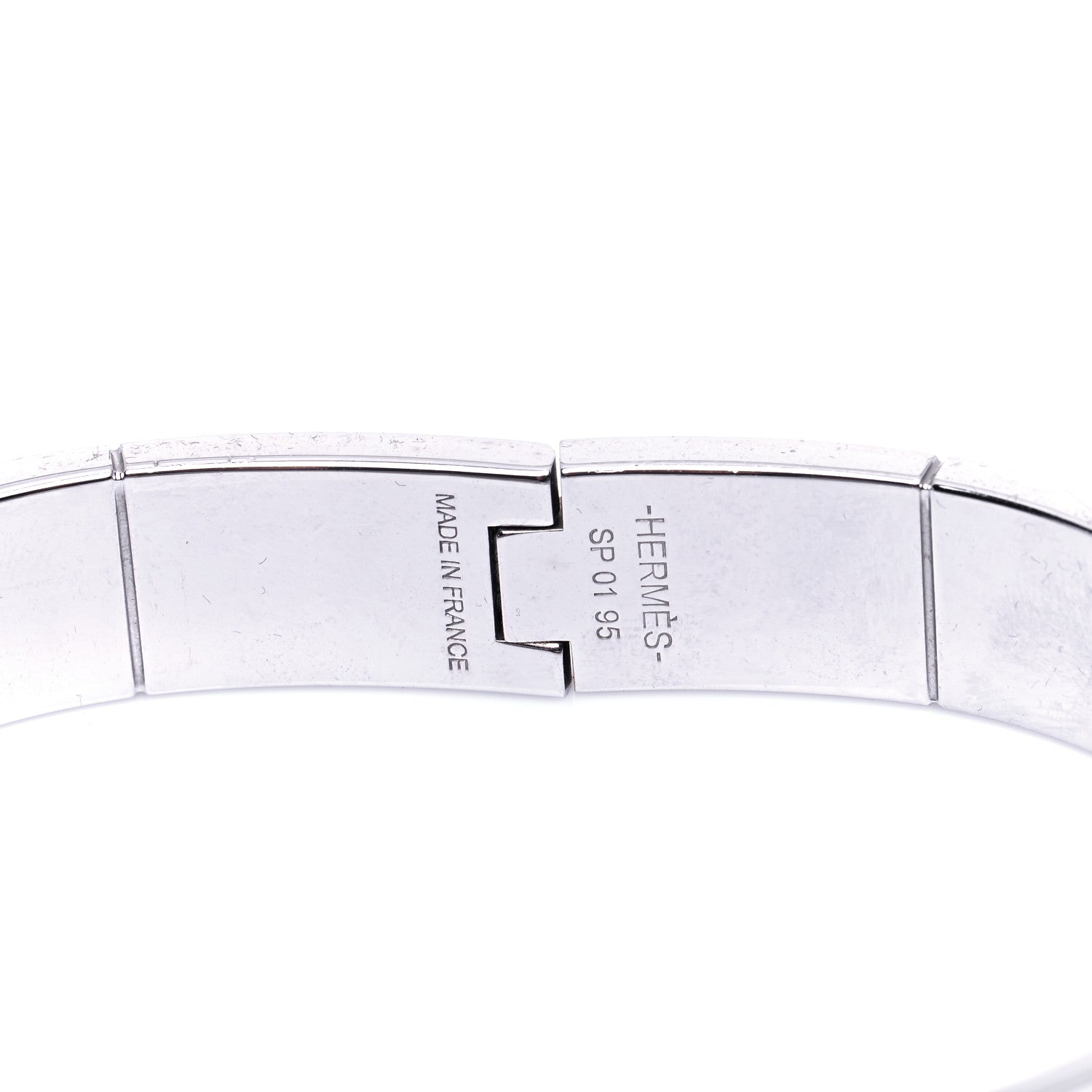 Hermes Crocodile Charniere Cuir Narrow Hinged Bracelet Black 5 of 6