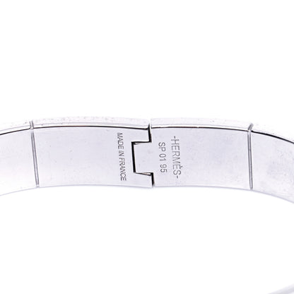 Hermes Crocodile Charniere Cuir Narrow Hinged Bracelet Black 5 of 6