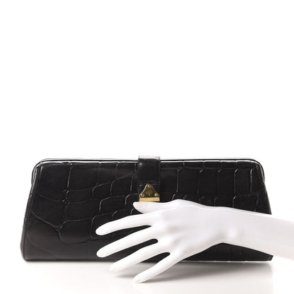 Mulberry Crocodile Embossed Calfskin Frame Clutch Black 2 of 13