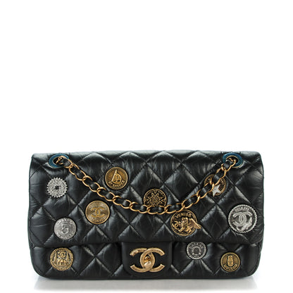 Chanel Aged Calfskin Quilted Medium Medallion Flap Black 1 of 8