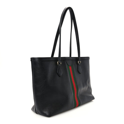 Gucci Textured Calfskin Web Medium Ophidia Shopping Tote Black 3 of 12
