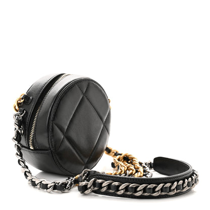 Chanel Lambskin Quilted Chanel 19 Round Clutch With Chain Black 3 of 10