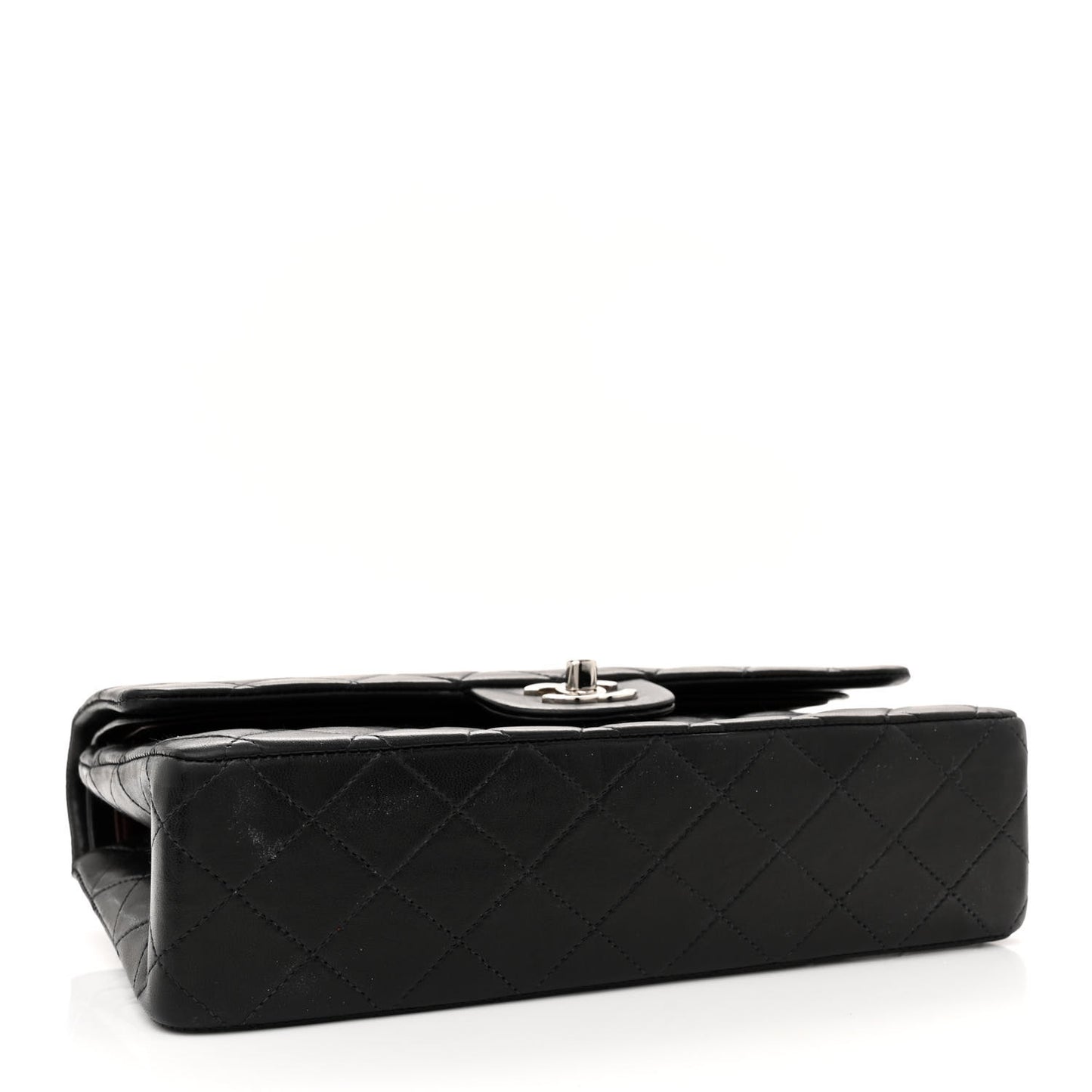 Lambskin Quilted Medium Double Flap Black