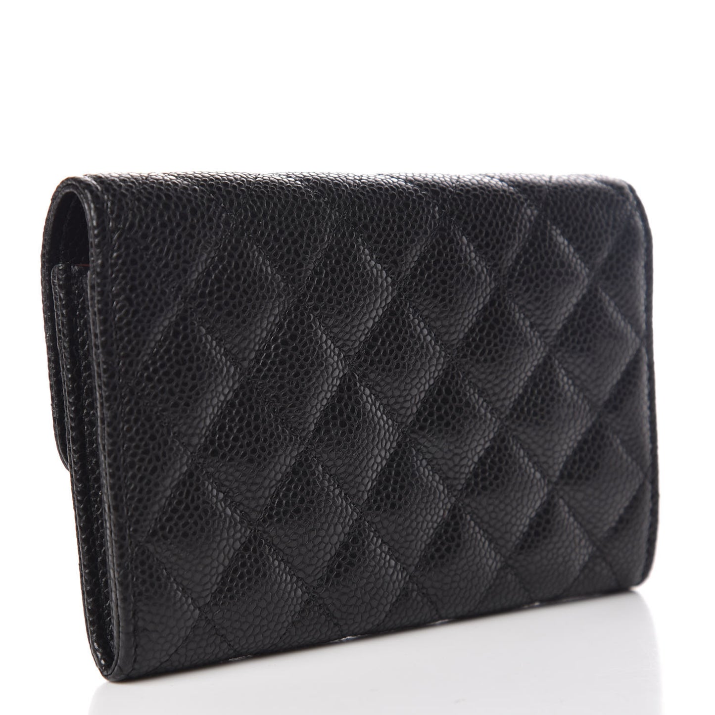 Caviar Quilted Medium Flap Wallet Black