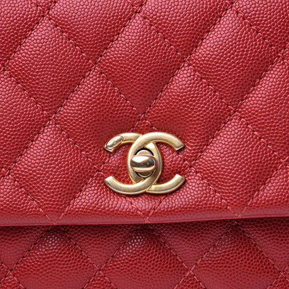 Chanel Caviar Quilted Mini Coco Handle Flap Dark Red 9 of 12