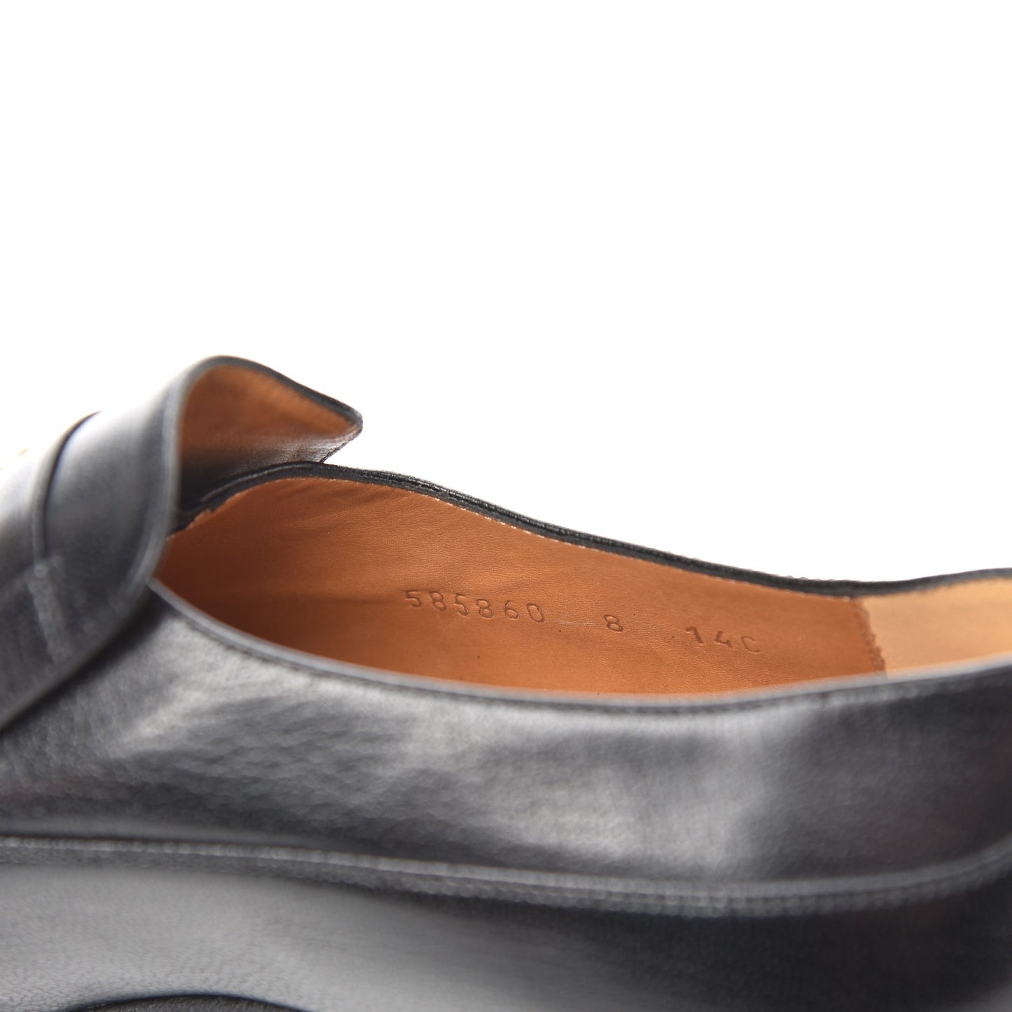 Goatskin Mens Chain Mid Heel Loafers 8 Black